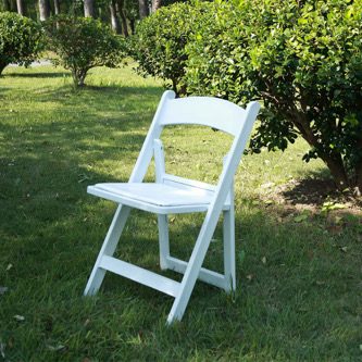 White resin folding chair rental for weddings and events in Nova Scotia — coming soon